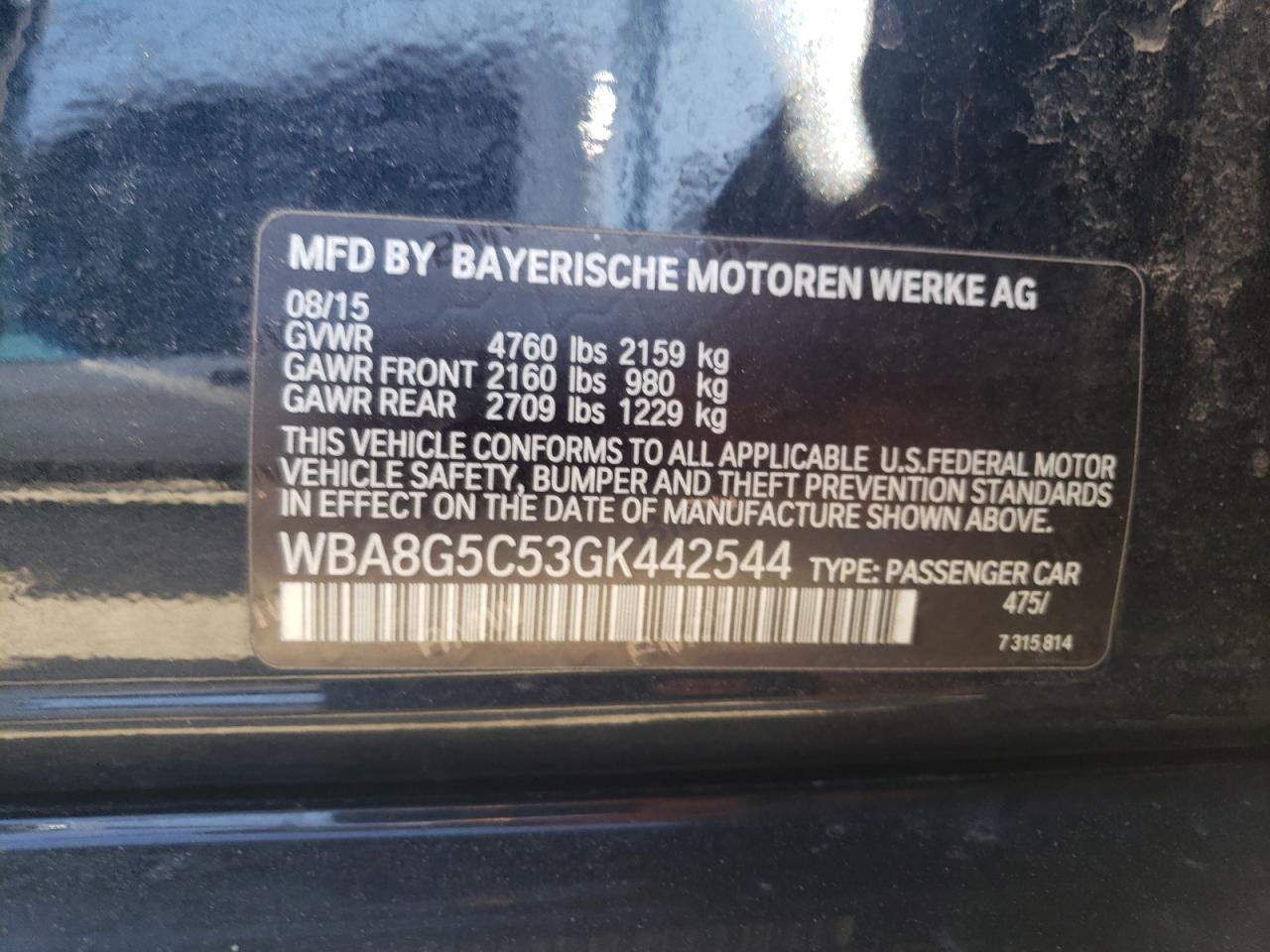 2016 BMW 3er VIN WBA8G5C53GK442544 Copart auction photo, hail damage thumbnail 13