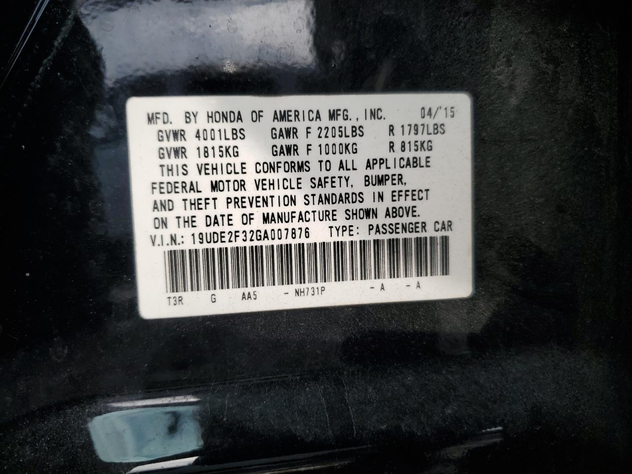 2016 Acura ILX VIN 19UDE2F32GA007876 Copart auction photo, front end damage thumbnail 12