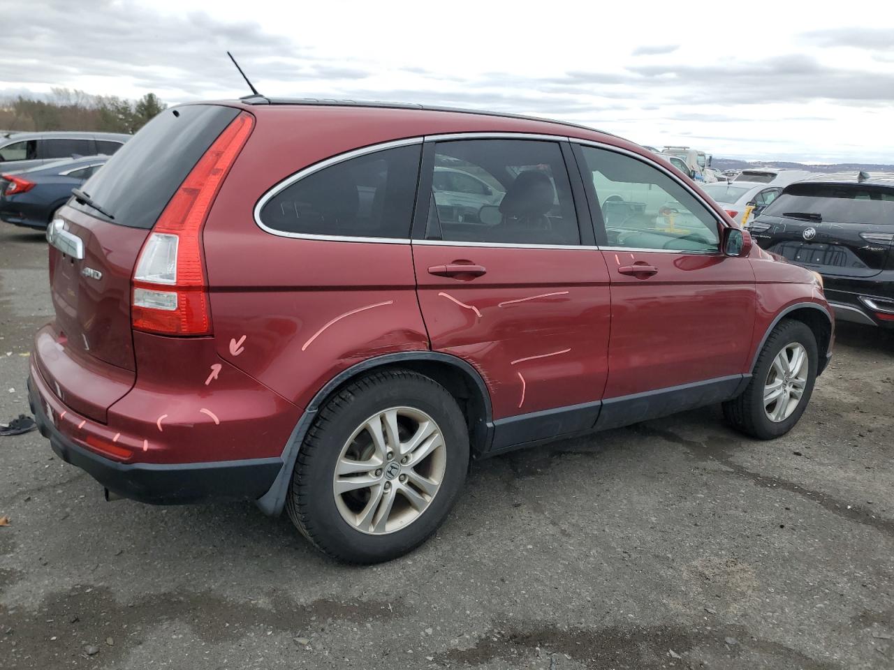 2011 Honda CR-V VIN JHLRE4H78BC002018 Copart auction photo, front end / side damage thumbnail 3