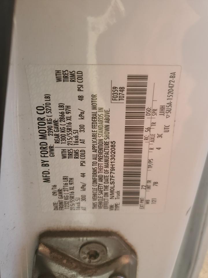 2017 Ford Transit VIN NM0LS7F79H1302085 Copart auction photo, front end damage thumbnail 13