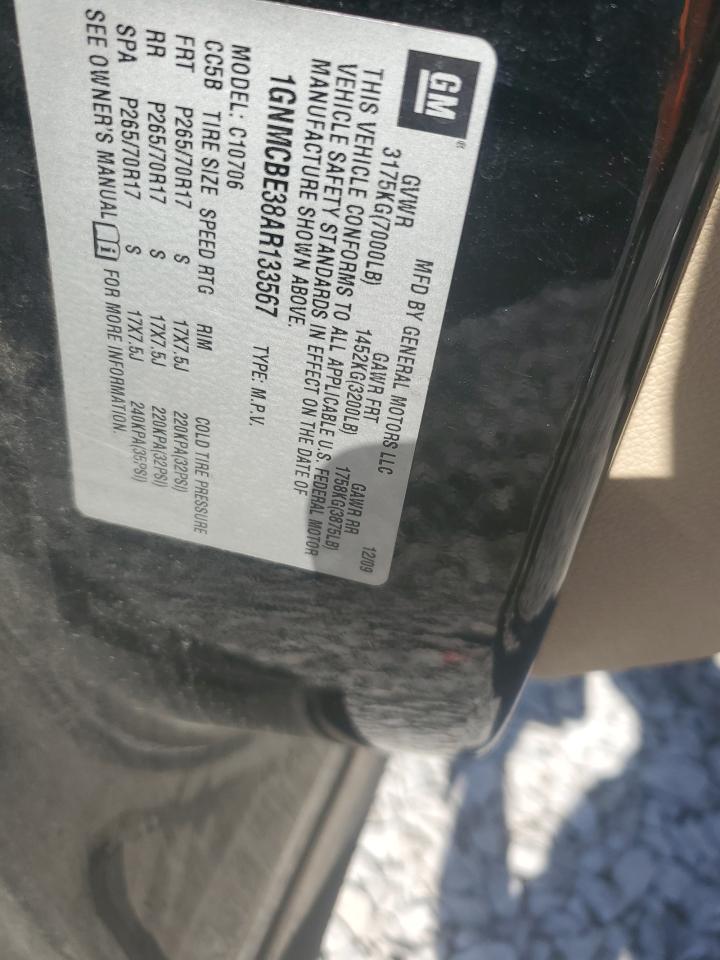 2010 Chevrolet Tahoe VIN 1GNMCBE38AR133567 Copart auction photo, side damage thumbnail 13