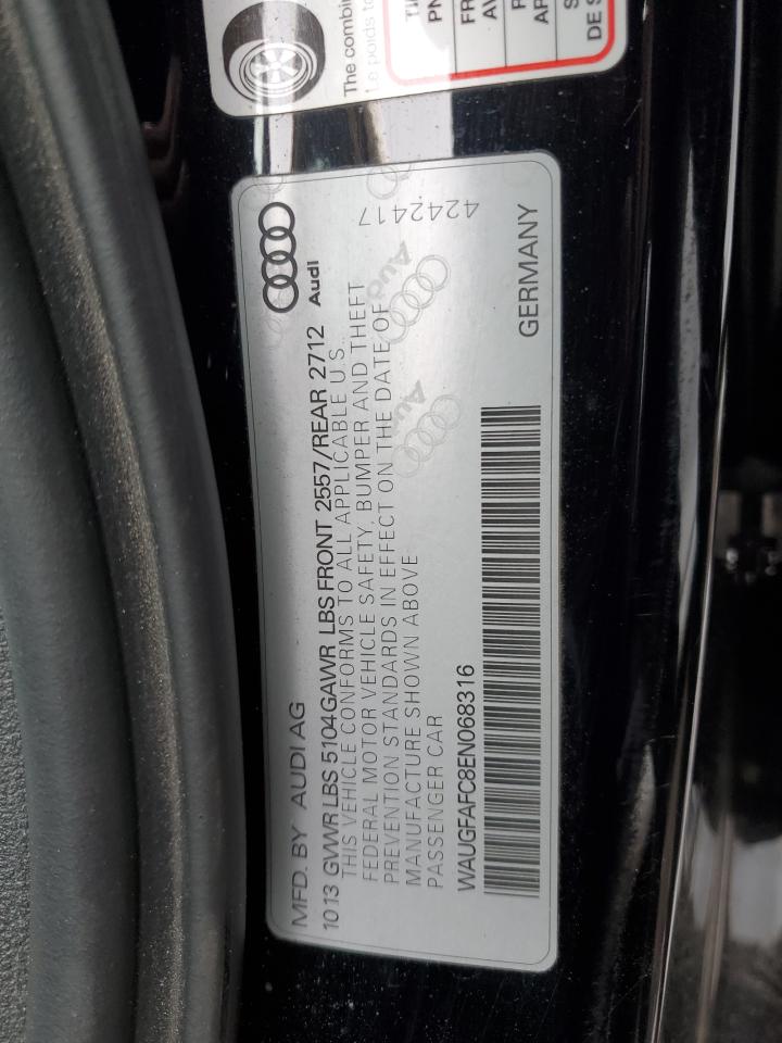 2014 Audi A6 VIN WAUGFAFC8EN068316 Copart auction photo, front end damage thumbnail 13