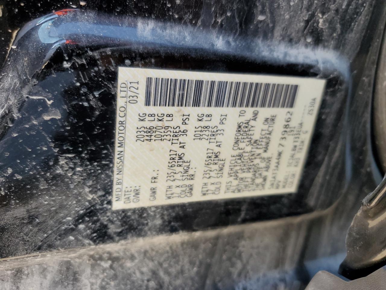 2021 Nissan Rogue VIN 5N1AT3AA4MC739862 Copart auction photo, front end / undercarriage damage thumbnail 14