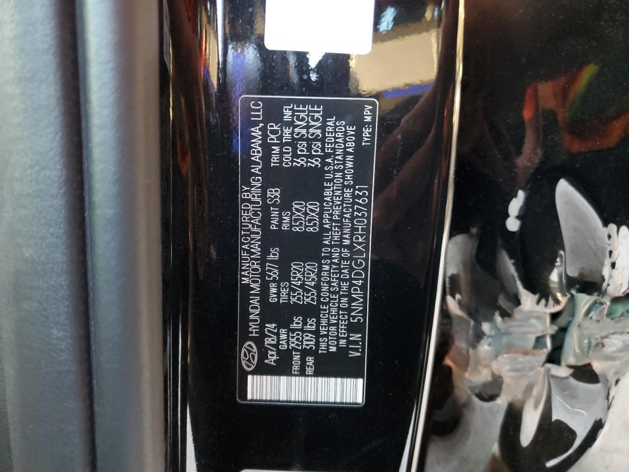 2024 Hyundai Santa Fe VIN 5NMP4DGLXRH037631 Copart auction photo, front end damage thumbnail 13