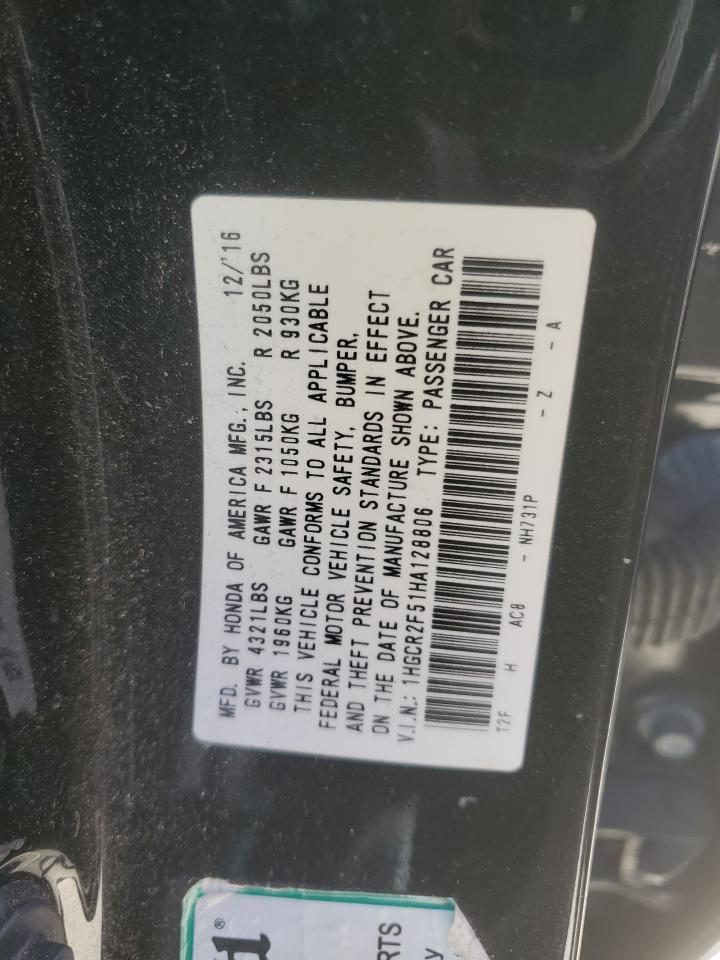 2017 Honda Accord VIN 1HGCR2F51HA128806 Copart auction photo, front end / side damage thumbnail 15