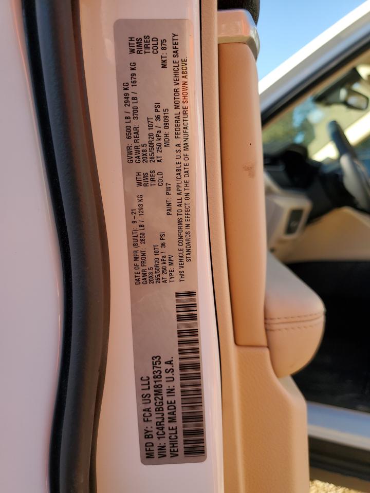 2021 Jeep Grand Cherokee VIN 1C4RJJBG2M8183753 Copart auction photo, side damage thumbnail 14