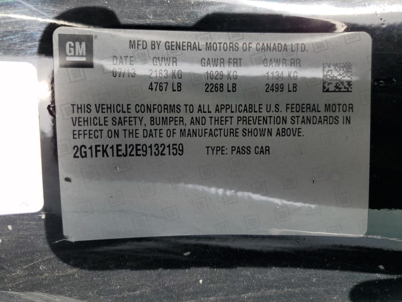 2014 Chevrolet Camaro VIN 2G1FK1EJ2E9132159 Copart auction photo, side / rear end damage thumbnail 12