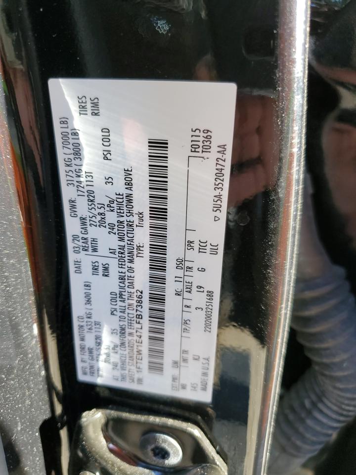 2020 Ford F-150 VIN 1FTEW1E47LFB73862 Copart auction photo, front end damage thumbnail 12