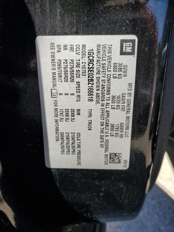 2011 Chevrolet Silverado VIN 1GCRCSE02BZ166618 Copart auction photo, minor dent/scratches damage thumbnail 12