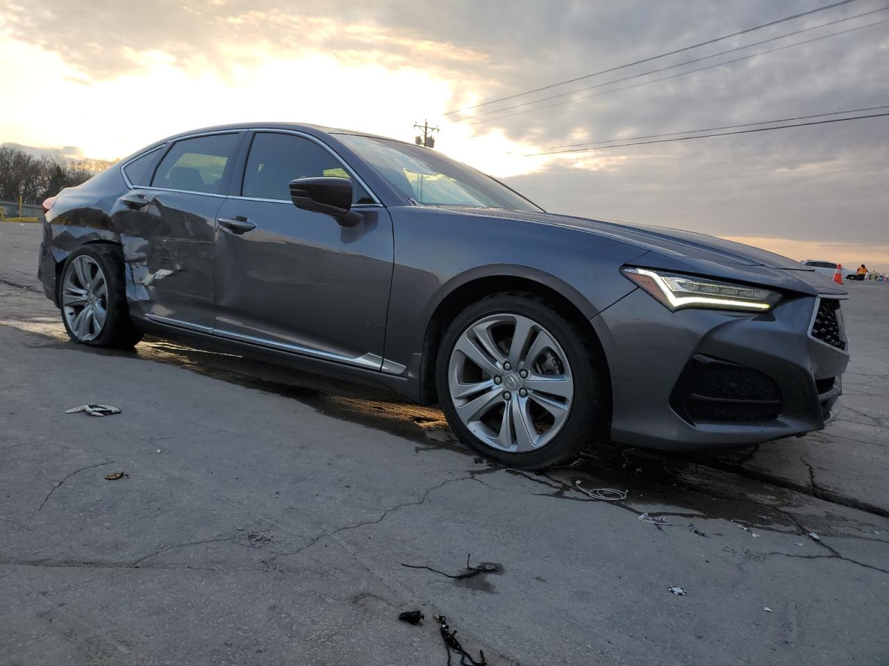 2021 Acura TLX VIN 19UUB5F44MA007800 Copart auction photo, side damage thumbnail 4