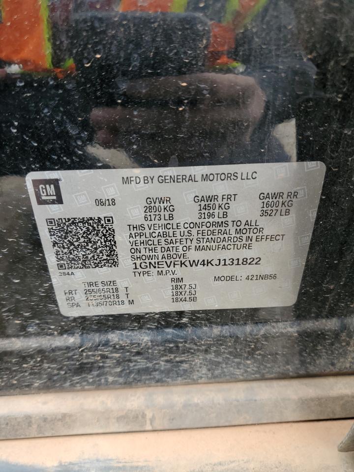 2019 Chevrolet Traverse VIN 1GNEVFKW4KJ131822 Copart auction photo, front end / minor dent/scratches damage thumbnail 13