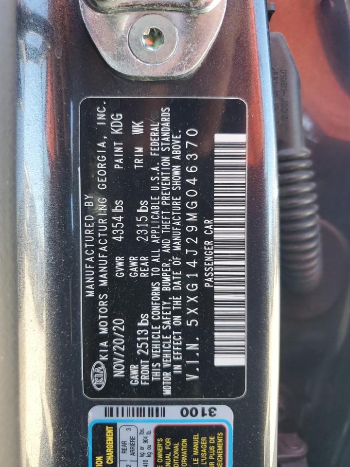 2021 KIA K5 VIN 5XXG14J29MG046370 Copart auction photo, front end damage thumbnail 14