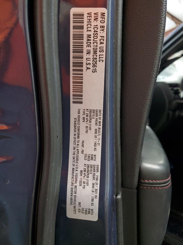 2021 Dodge Durango VIN 1C4SDJCT0MC825615 Copart auction photo, front end damage thumbnail 13
