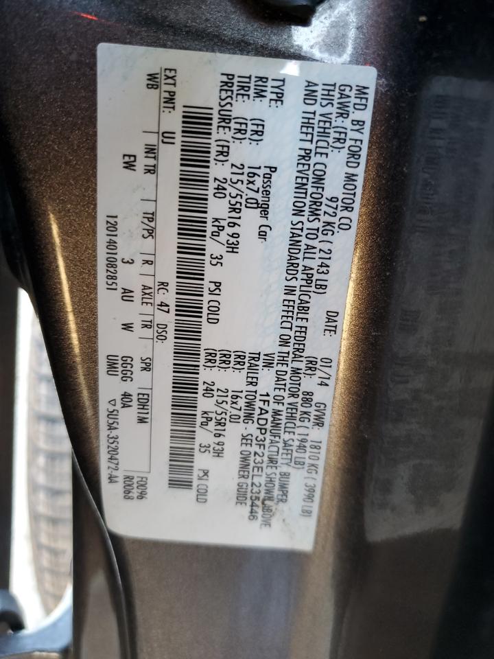 2014 Ford Focus VIN 1FADP3F23EL235446 Copart auction photo, front end / side damage thumbnail 13