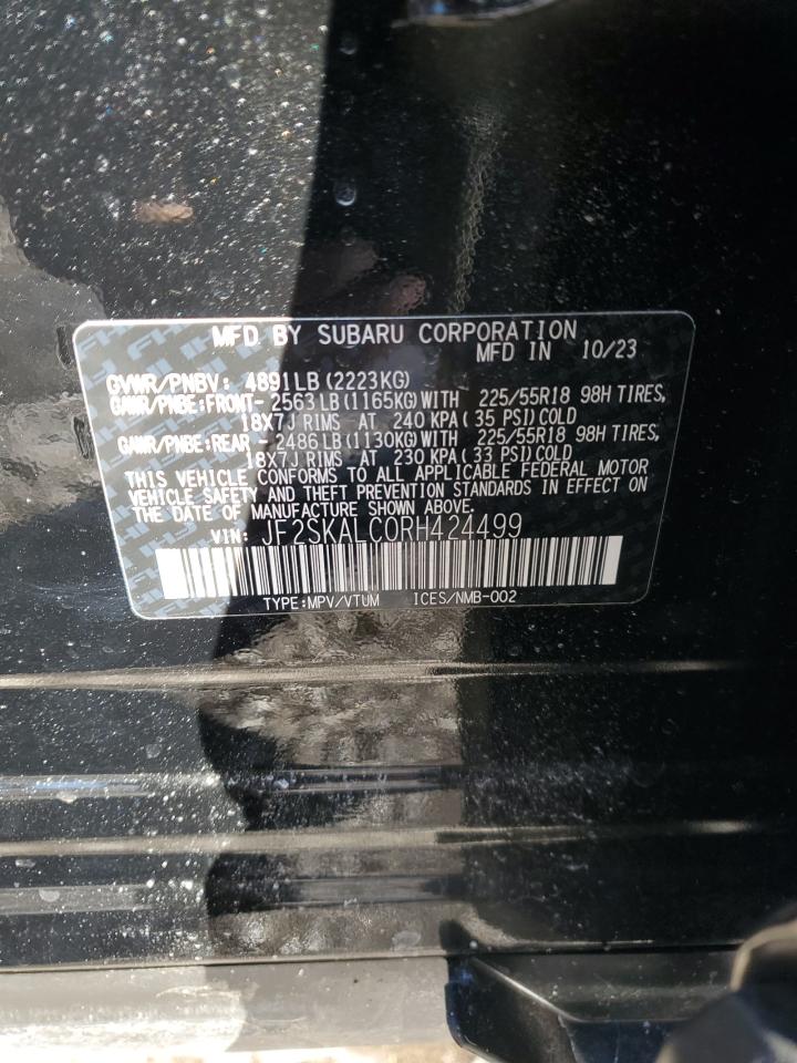 2024 Subaru Forester VIN JF2SKALC0RH424499 Copart auction photo, front end / rear end damage thumbnail 12
