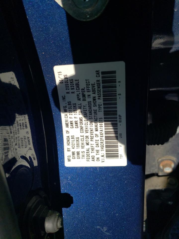 2015 Honda Accord VIN 1HGCR2F8XFA196075 Copart auction photo, front end / minor dent/scratches damage thumbnail 12