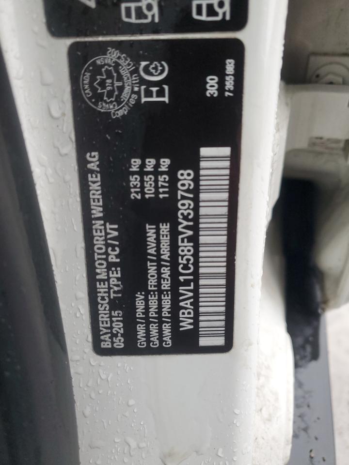 2015 BMW X1 VIN WBAVL1C58FVY39798 Copart auction photo, mechanical damage thumbnail 12