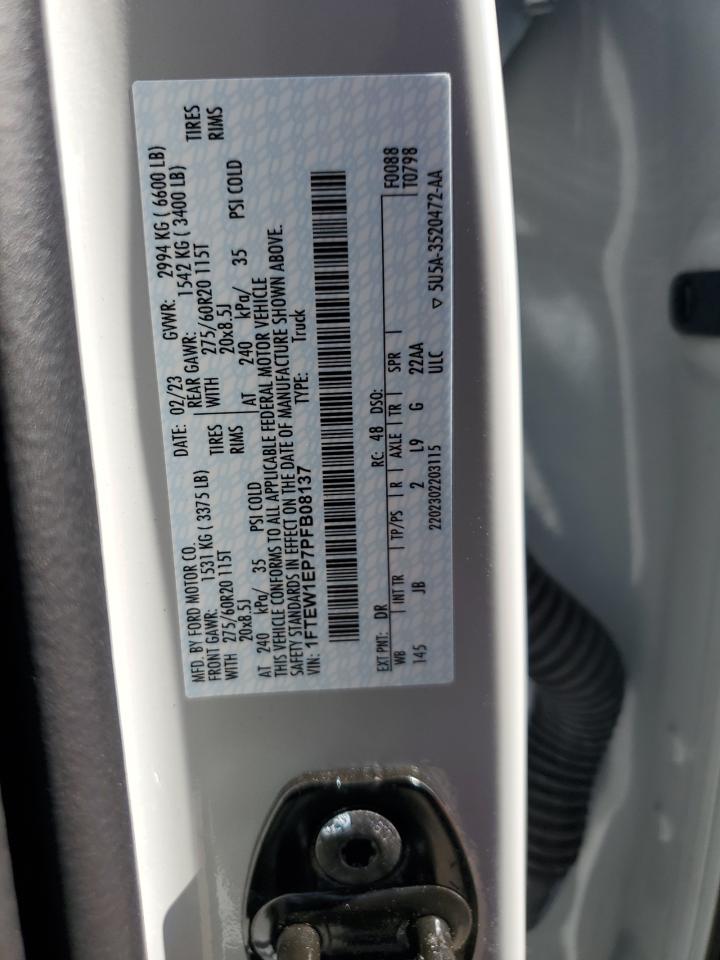 2023 Ford F-150 VIN 1FTEW1EP7PFB08137 Copart auction photo, front end / rear end damage thumbnail 12