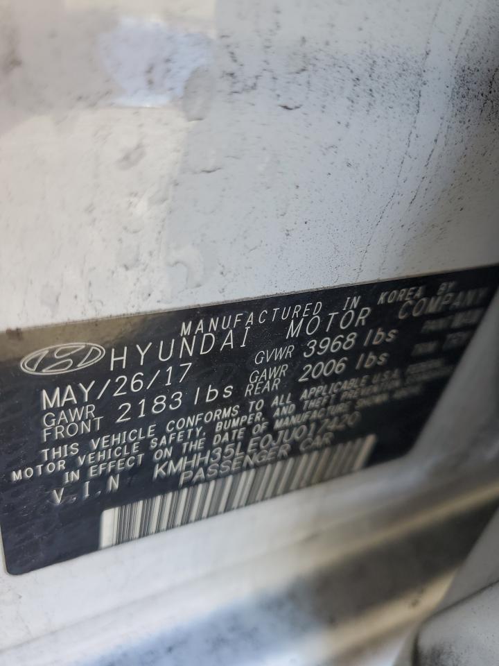 2018 Hyundai Elantra VIN KMHH35LE0JU017420 Copart auction photo, front end damage thumbnail 12
