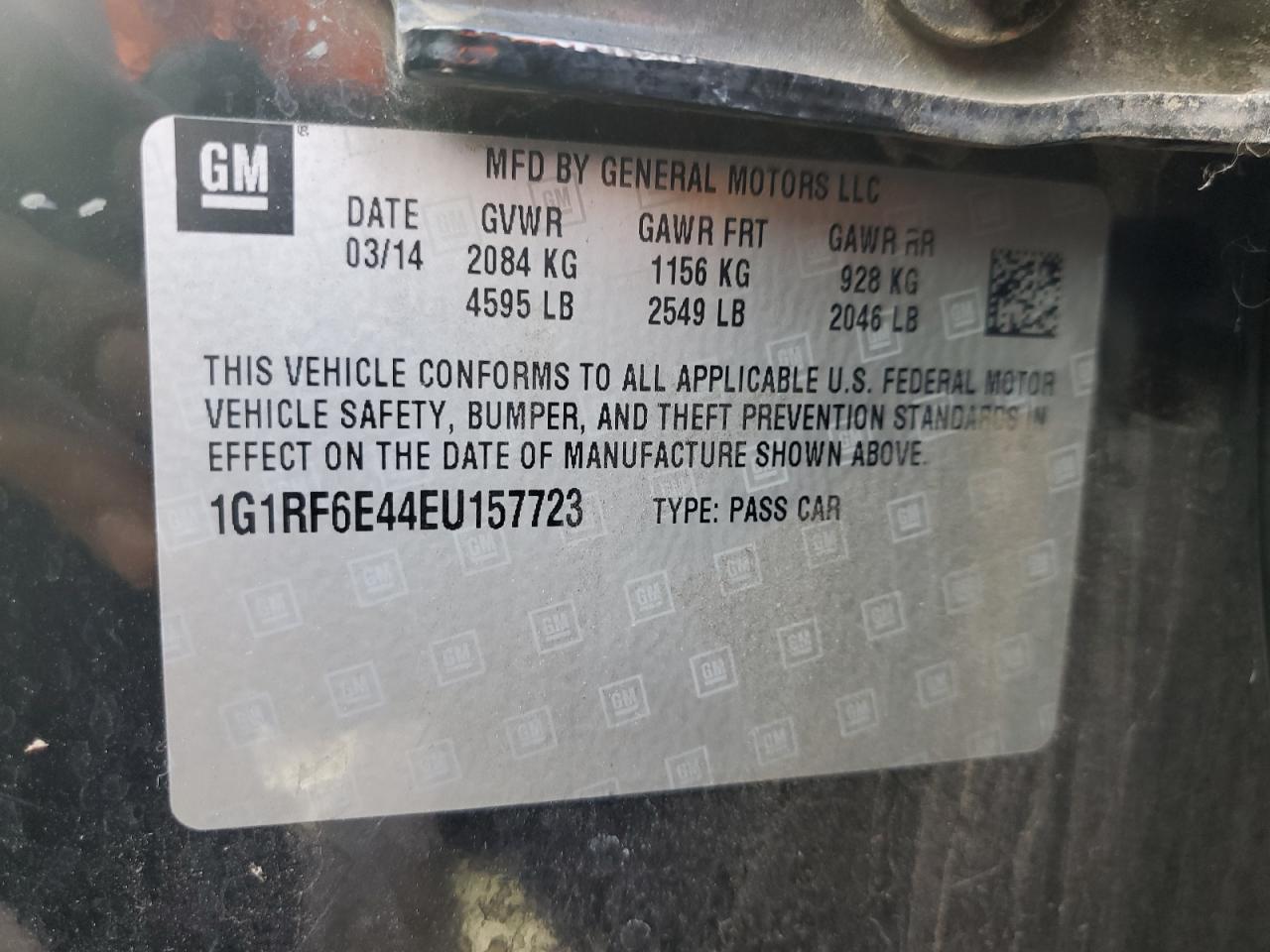 2014 Chevrolet Volt VIN 1G1RF6E44EU157723 Copart auction photo, front end damage thumbnail 12