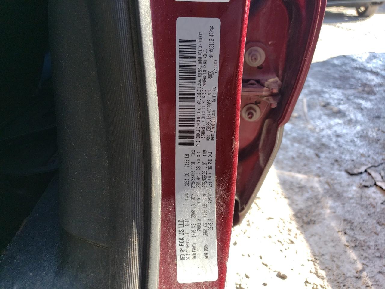 2019 RAM 1500 VIN 1C6SRFJT3KN633809 Copart auction photo, front end / rear end damage thumbnail 12