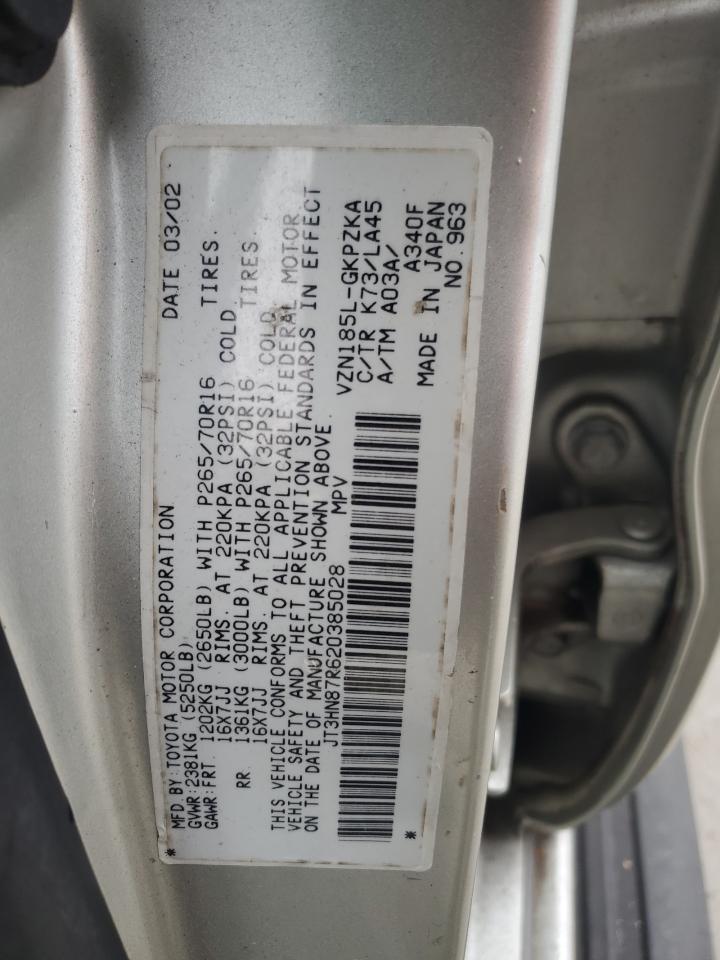 2002 Toyota 4Runner VIN JT3HN87R620385028 Copart auction photo, front end / minor dent/scratches damage thumbnail 15