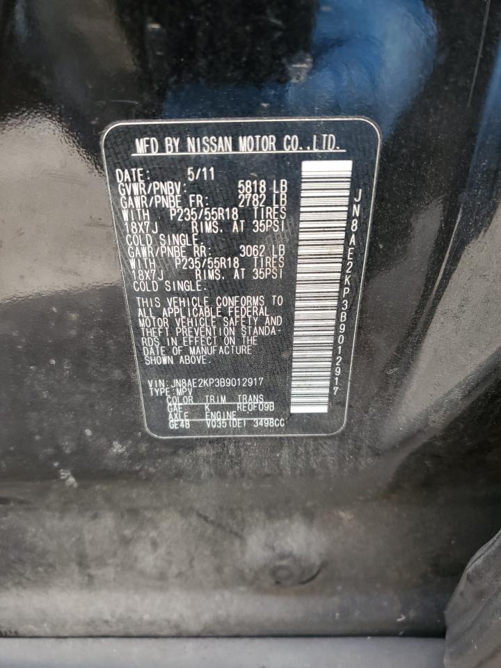 2011 Nissan Quest VIN JN8AE2KP3B9012917 Copart auction photo, front end / minor dent/scratches damage thumbnail 14