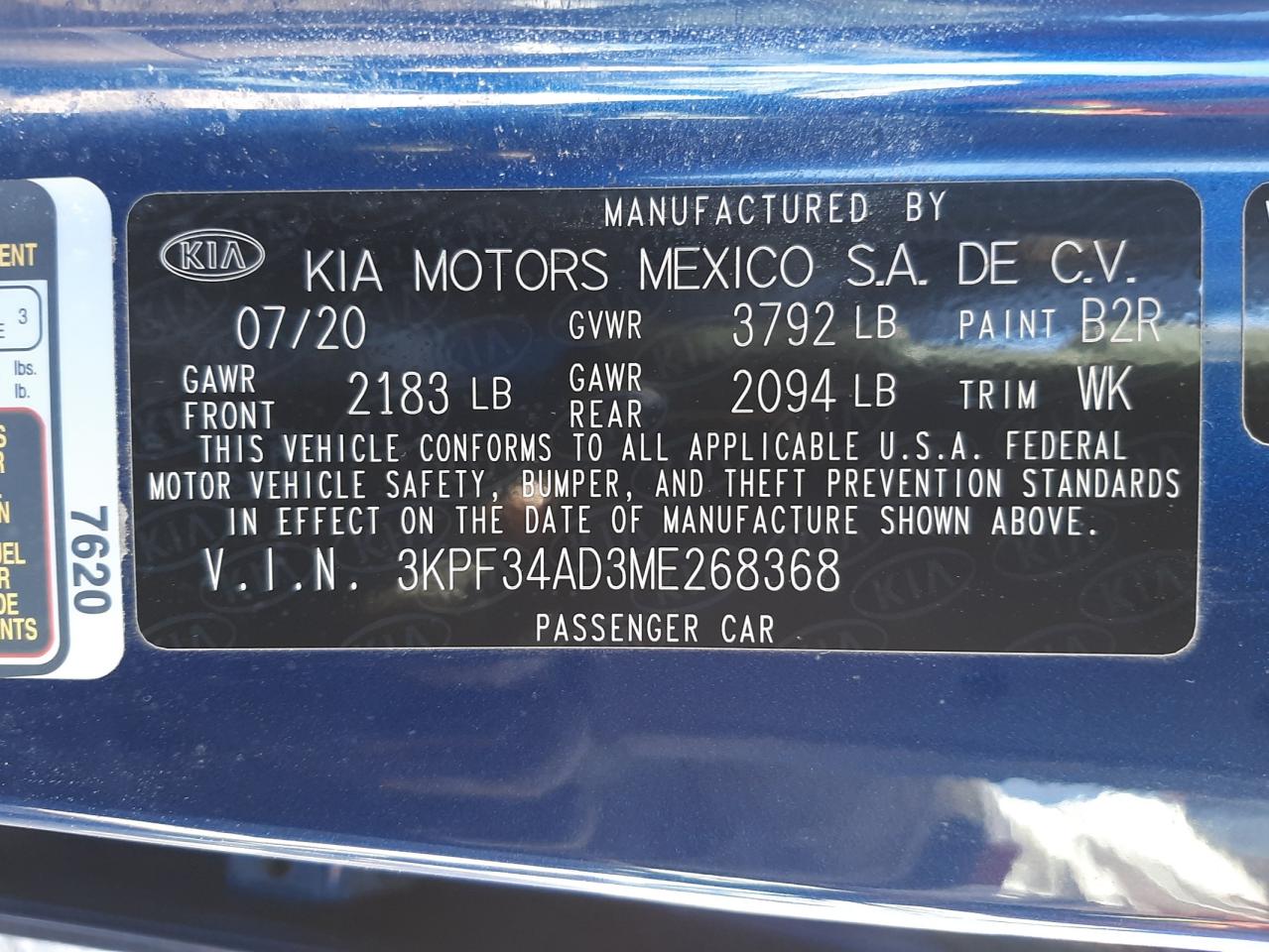 2021 KIA Forte VIN 3KPF34AD3ME268368 Copart auction photo, side / all over damage thumbnail 10