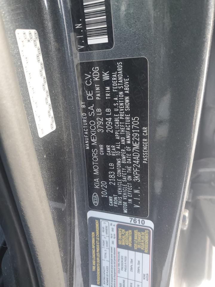 2021 KIA Forte VIN 3KPF24AD7ME291705 Copart auction photo, front end damage thumbnail 12
