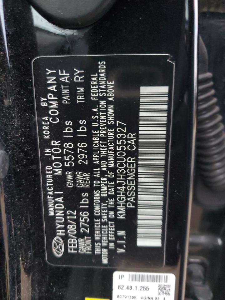 2012 Hyundai Equus VIN KMHGH4JH3CU055327 Copart auction photo, front end / side damage thumbnail 15