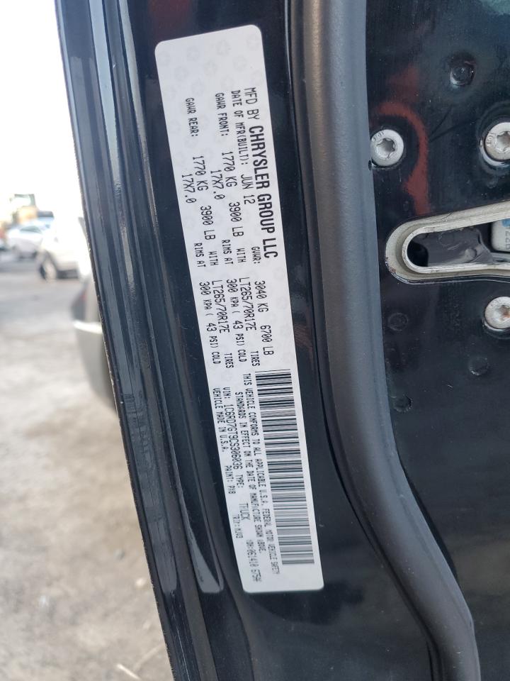 2012 Dodge RAM VIN 1C6RD7GT9CS306036 Copart auction photo, top/roof / front end damage thumbnail 12