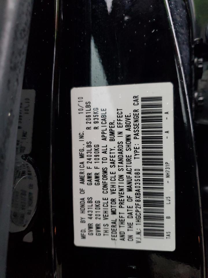 2011 Honda Accord VIN 1HGCP2F8XBA035080 Copart auction photo, front end damage thumbnail 15