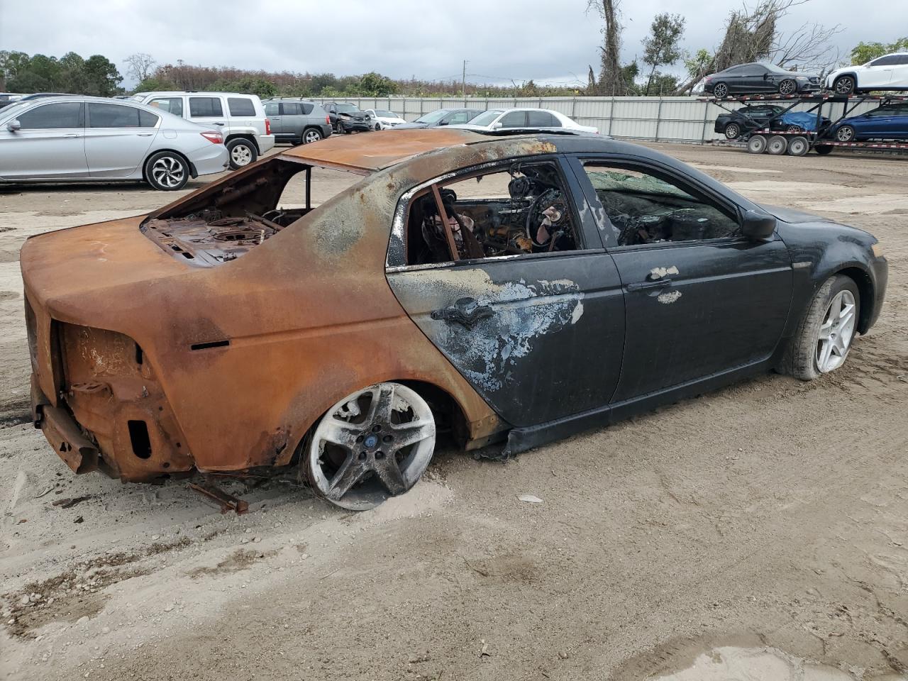 2006 Acura TL VIN 19UUA66246A025496 Copart auction photo, burn damage thumbnail 3
