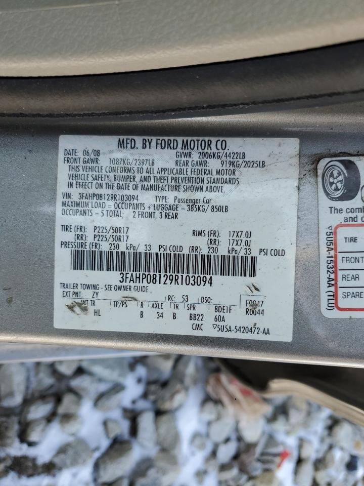 2009 Ford Fusion VIN 3FAHP08129R103094 Copart auction photo, front end / side damage thumbnail 14