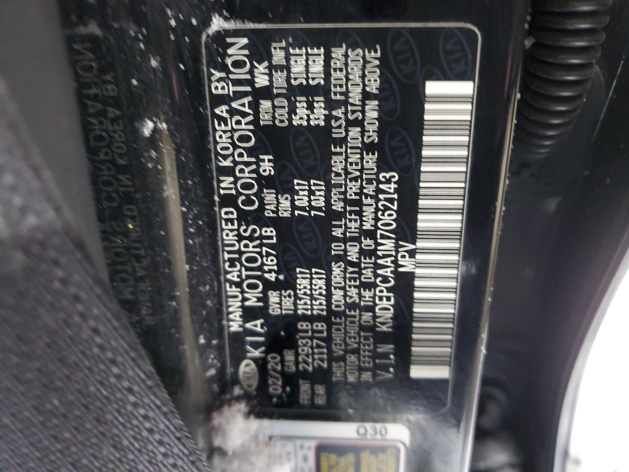 2021 KIA Seltos VIN KNDEPCAA1M7062143 Copart auction photo, all over damage thumbnail 14
