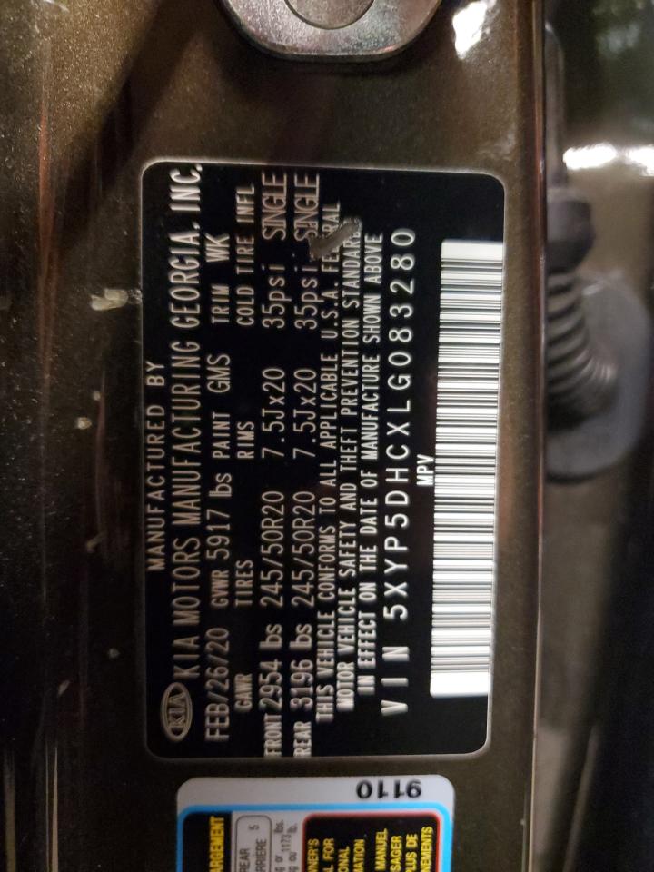 2020 KIA Telluride VIN 5XYP5DHCXLG083280 Copart auction photo, front end damage thumbnail 13