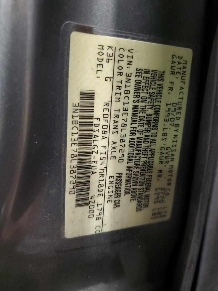 2008 Nissan Versa VIN 3N1BC13E78L387290 Copart auction photo, front end / side damage thumbnail 12