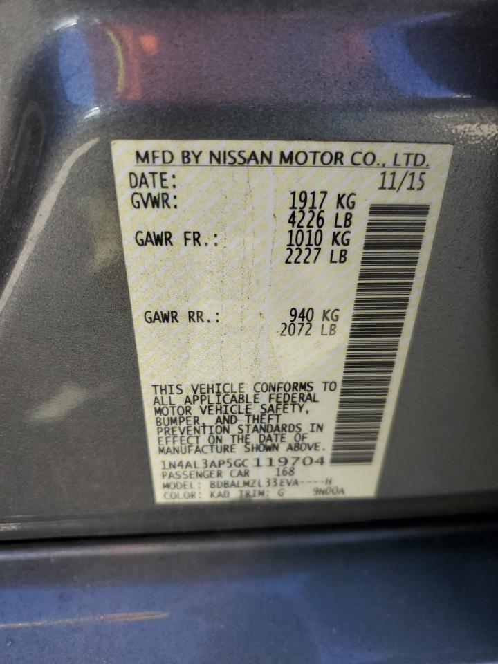 2016 Nissan Altima VIN 1N4AL3AP5GC119704 Copart auction photo, normal wear damage thumbnail 12