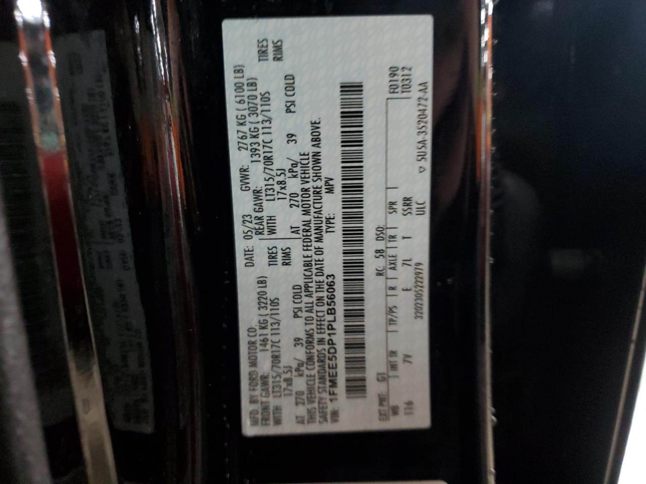 2023 Ford Bronco VIN 1FMEE5DP1PLB56063 Copart auction photo, front end damage thumbnail 14