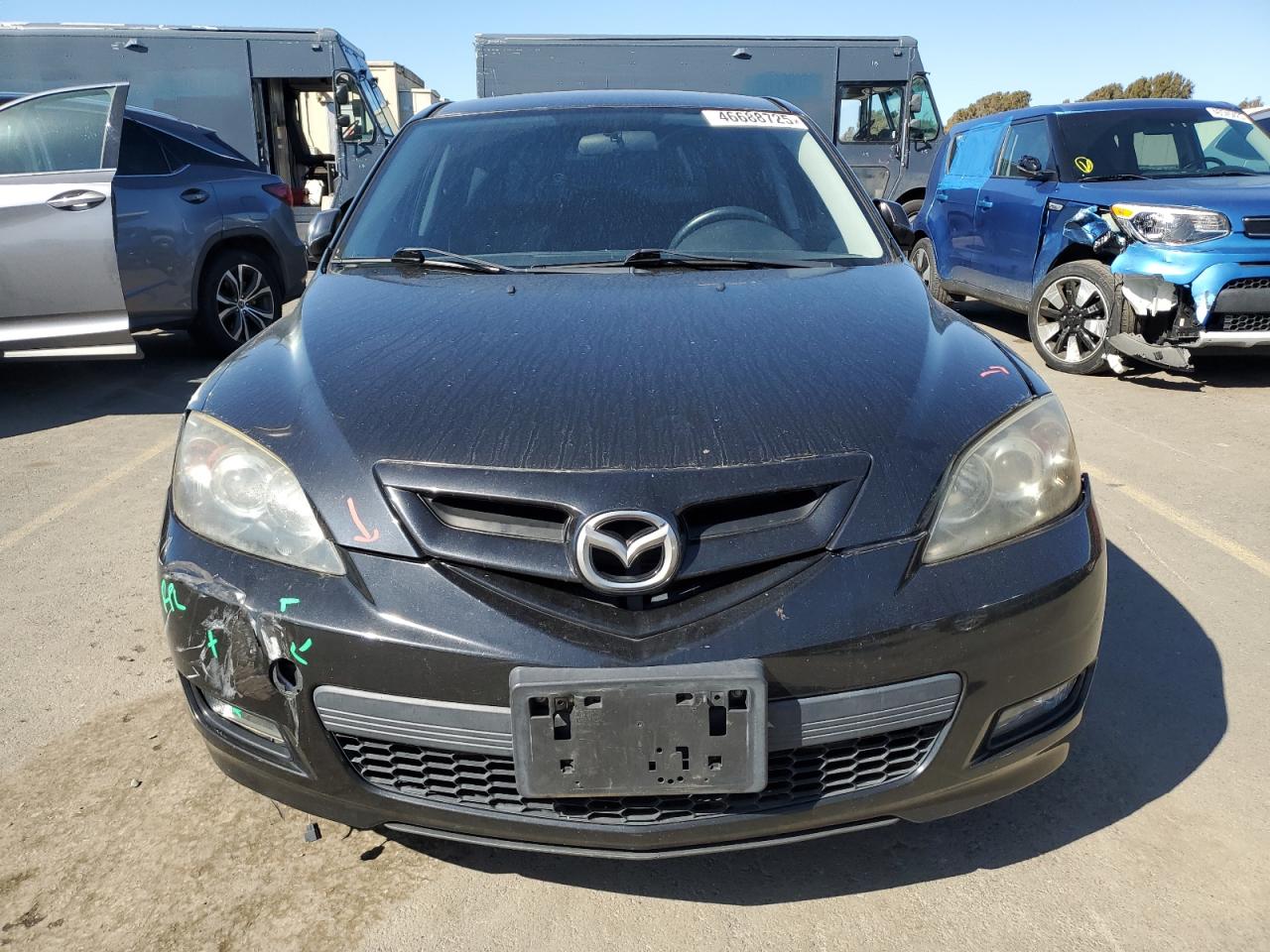 2007 Mazda 3 VIN JM1BK144671708098 Copart auction photo, front end / side damage thumbnail 5