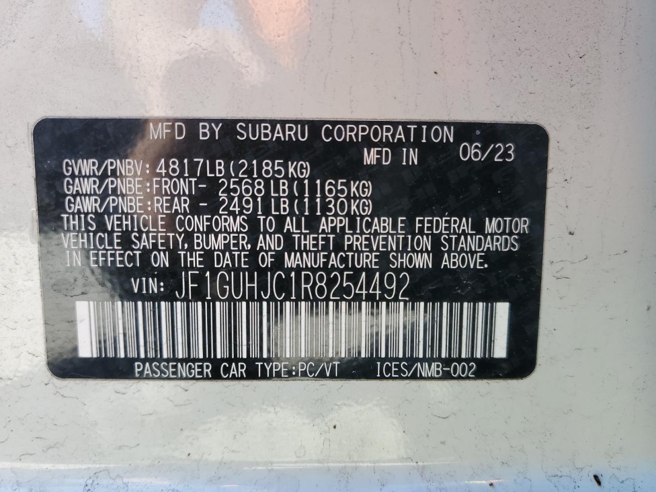 2024 Subaru Impreza VIN JF1GUHJC1R8254492 Copart auction photo, top/roof / minor dent/scratches damage thumbnail 12