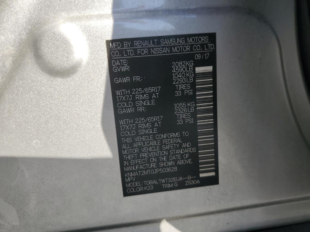 2018 Nissan Rogue VIN KNMAT2MT0JP503628 Copart auction photo, all over damage thumbnail 12