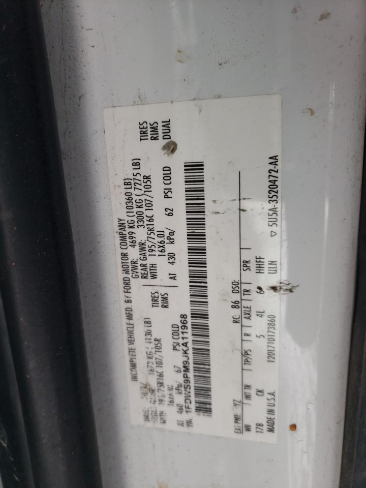 2018 Ford Transit VIN 1FDWS9PM9JKA11968 Copart auction photo, front end / side damage thumbnail 13