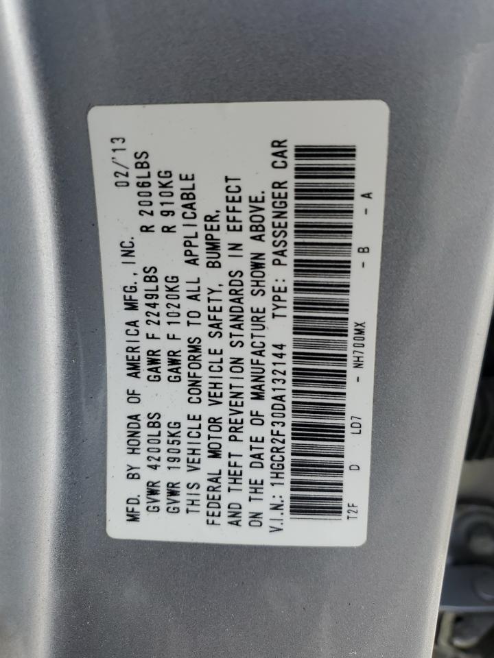2013 Honda Accord VIN 1HGCR2F30DA132144 Copart auction photo, front end / rear end damage thumbnail 15
