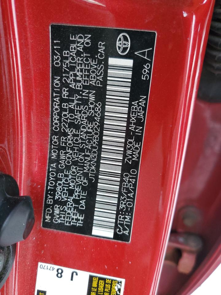 2011 Toyota Prius VIN JTDKN3DU9B0294686 Copart auction photo, rear end / minor dent/scratches damage thumbnail 14