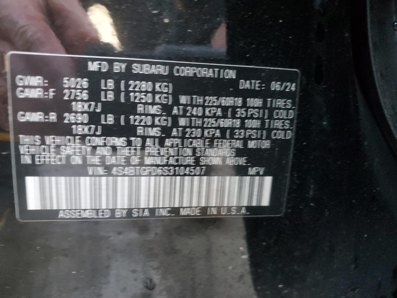 2025 Subaru Outback VIN 4S4BTGPD6S3104507 Copart auction photo, side / front end damage thumbnail 13