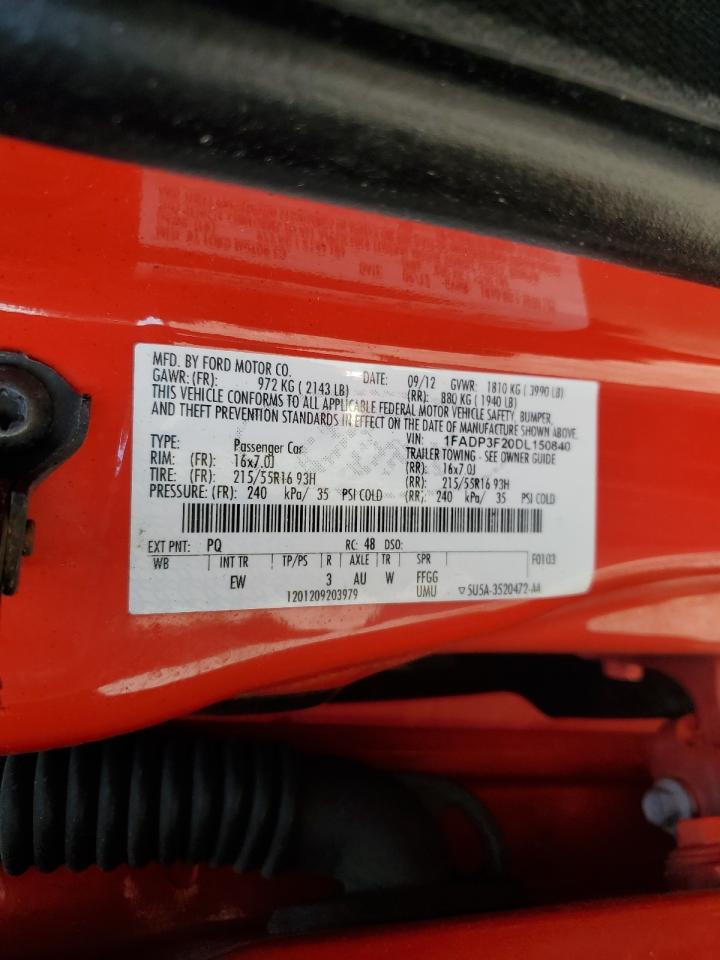 2013 Ford Focus VIN 1FADP3F20DL150840 Copart auction photo, side / mechanical damage thumbnail 12