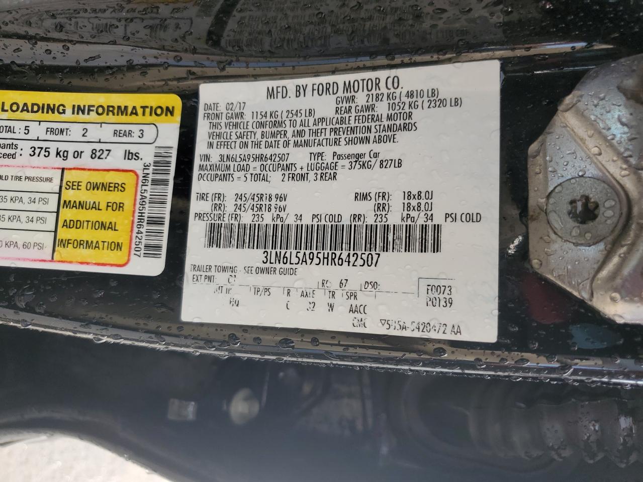 2017 Lincoln MKZ VIN 3LN6L5A95HR642507 Copart auction photo, all over damage thumbnail 12