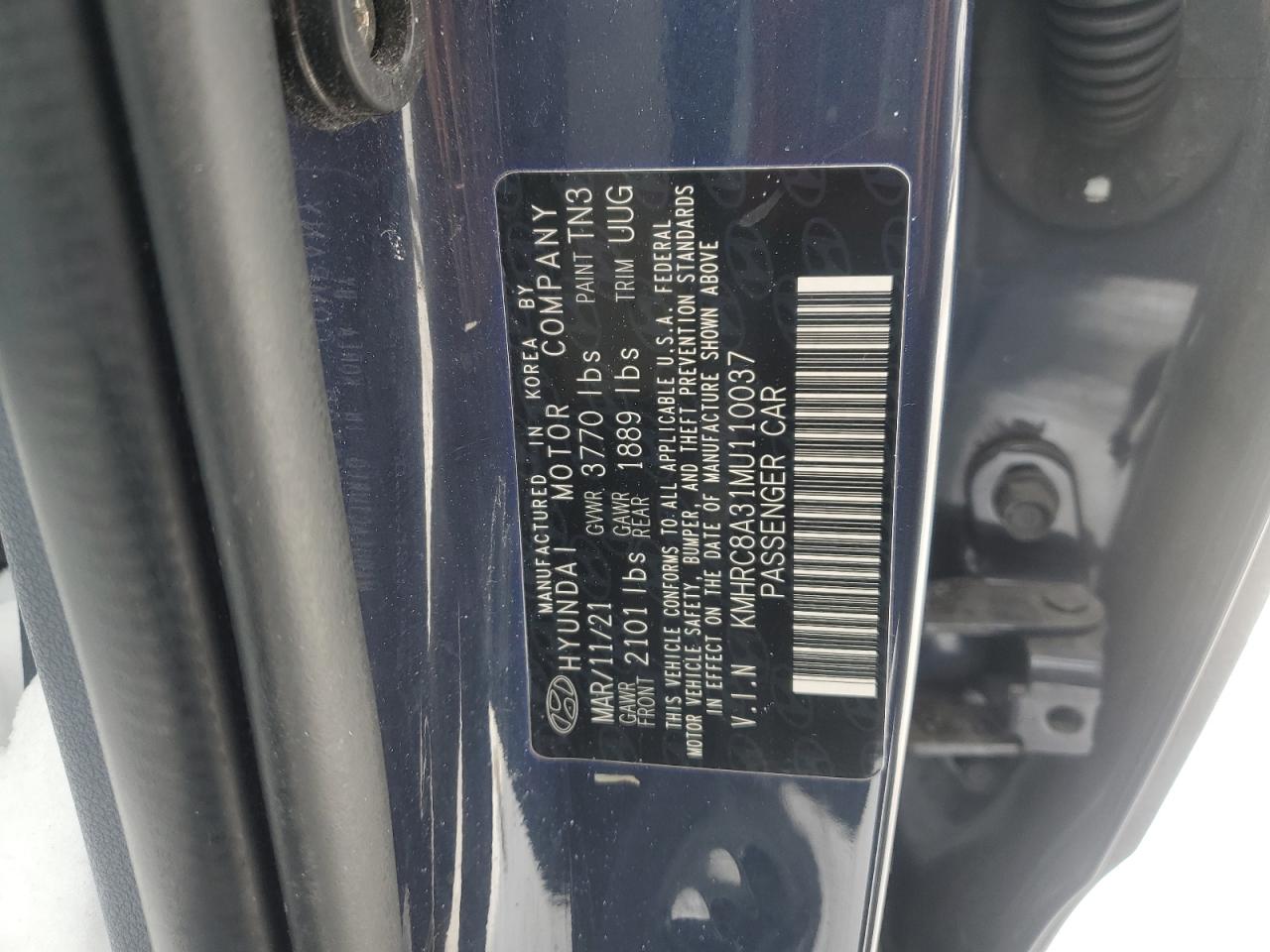 2021 Hyundai Venue VIN KMHRC8A31MU110037 Copart auction photo, front end damage thumbnail 14