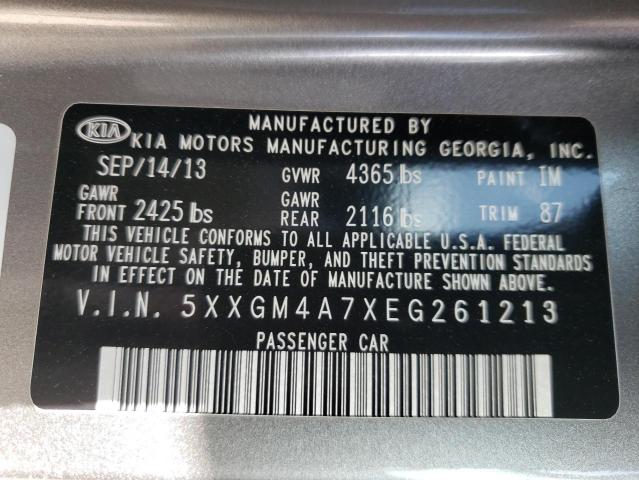2014 KIA Optima VIN 5XXGM4A7XEG261213 Copart auction photo, vandalism / minor dent/scratches damage thumbnail 12